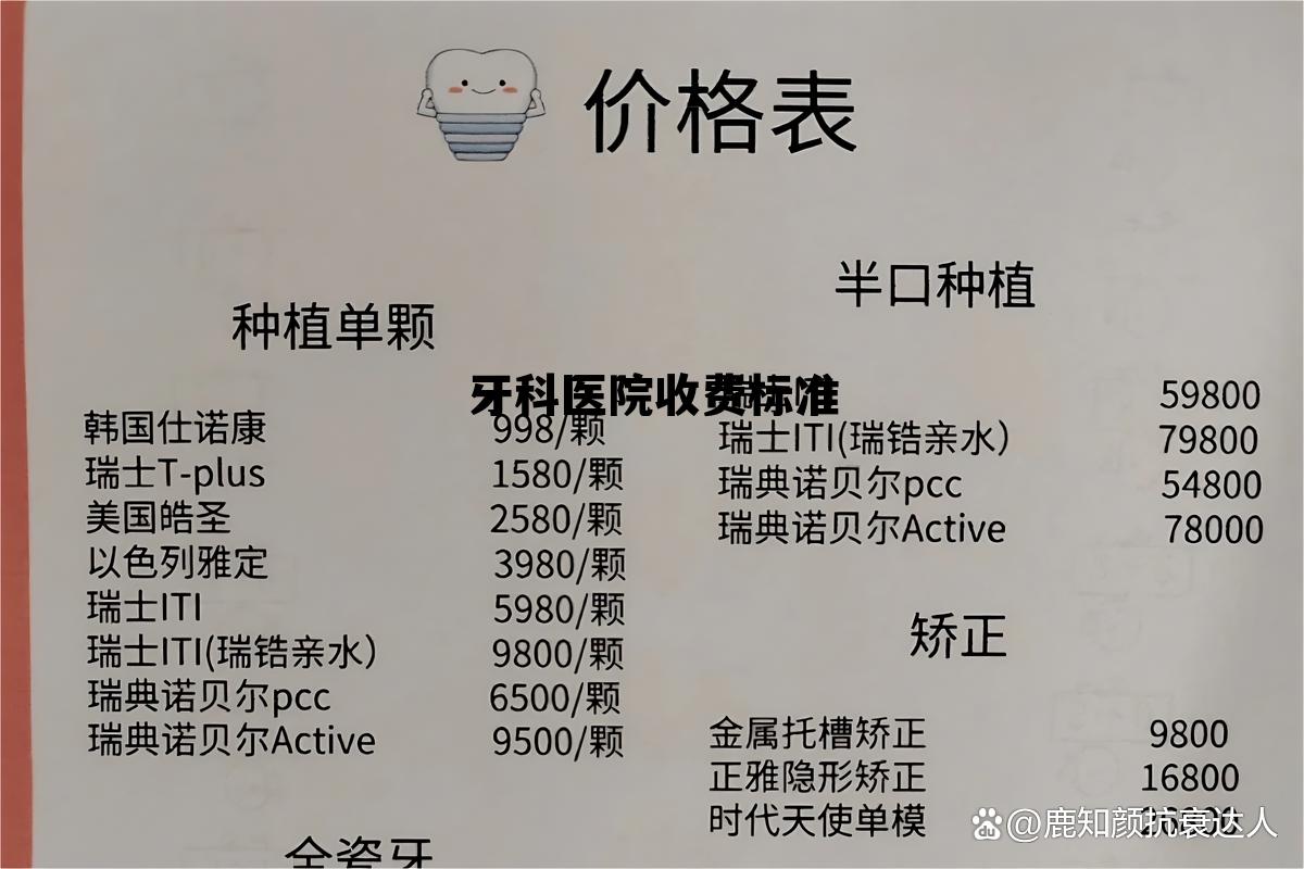 牙科医院收费标准表，牙科医院收费标准