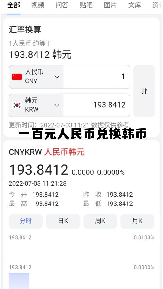 100人民币兑换韩元多少钱，一百元人民币兑换韩币