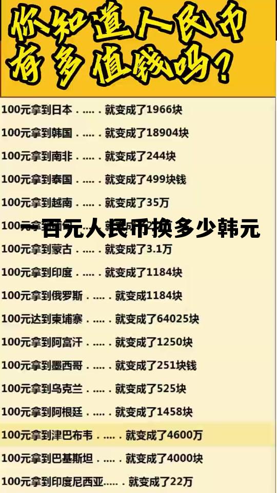 10万人民币可以移民哪个国家，一百元人民币换多少韩元